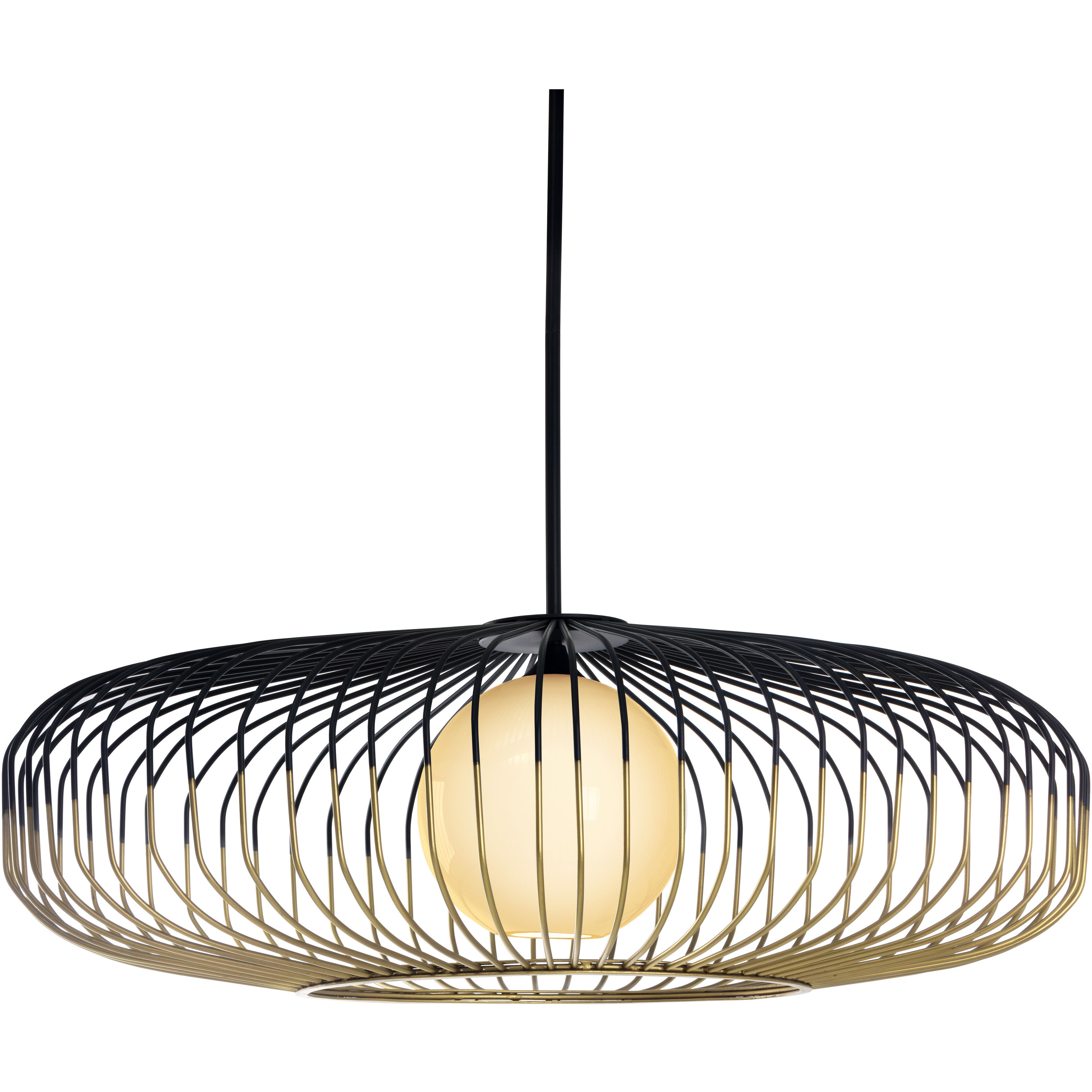Circa 1 Light 43 inch Black / Antique Brass / Black Pendant Ceiling Light, Extra Large